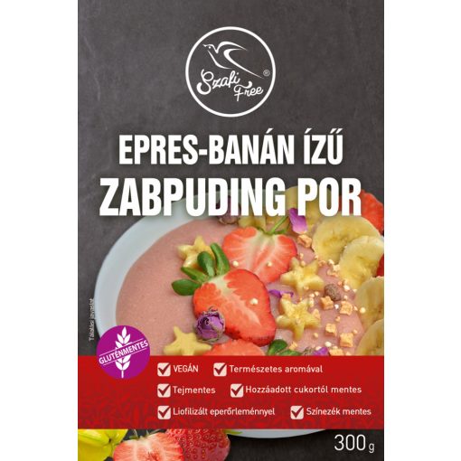 Szafi Free epres, banán ízesítésű zabpuding por (300g)