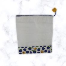 Kézműves öko zöldséges zsák szilva mintával