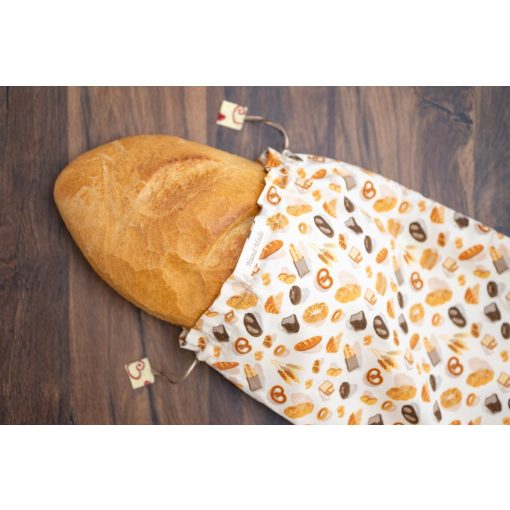 Kézműves kenyereszsák 'Pékáru' mintával