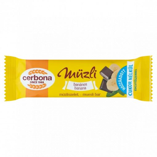 Cerbona banános müzliszelet kakaós bevonó talppal, édesítőszerrel (20g)