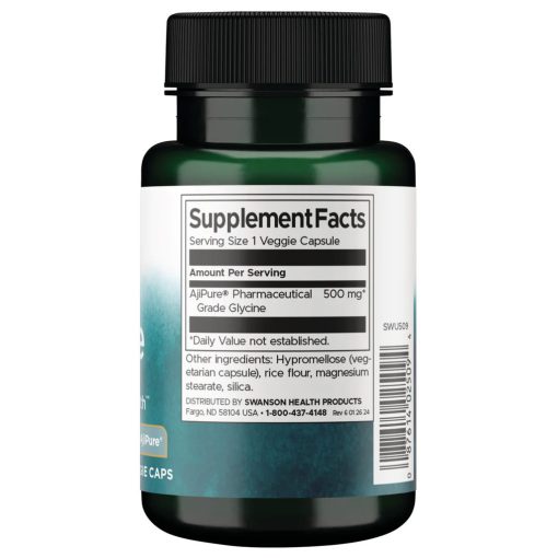 Swanson Glicin 500mg 60 kapszula AjiPure gyógyszer minőségű glicin