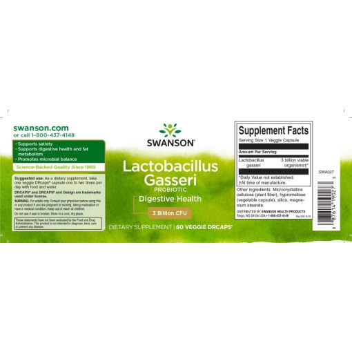Swanson Lactobacillus Gasseri 3 milliárd CFU 60 növényi kapszula