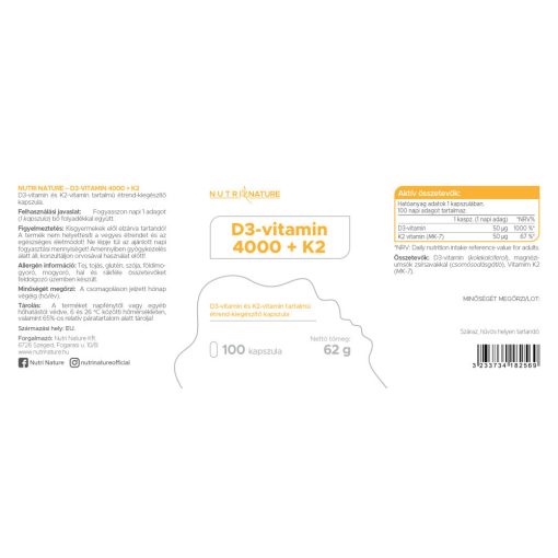 Nutri Nature D3 + K2 kapszula