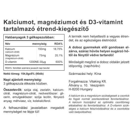 Vitaking CalMag Citrate + D-400 vitamin (90) lágykapszula