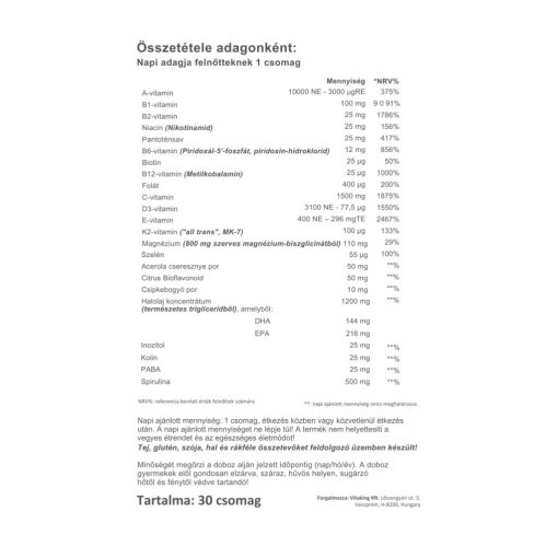 Vitaking 365 Paleo Multivitamin csomag 30 napi adag