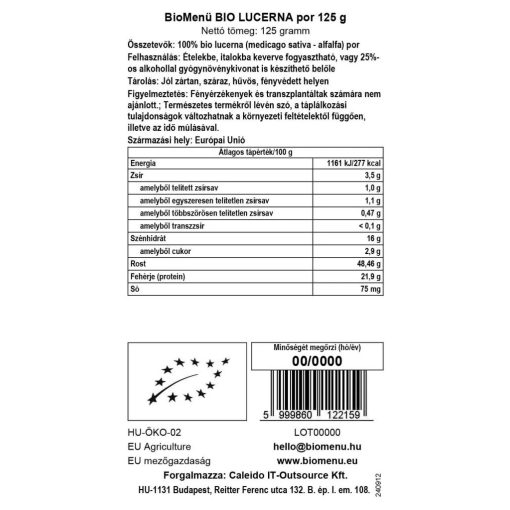 BioMenü BIO Lucerna por 125g