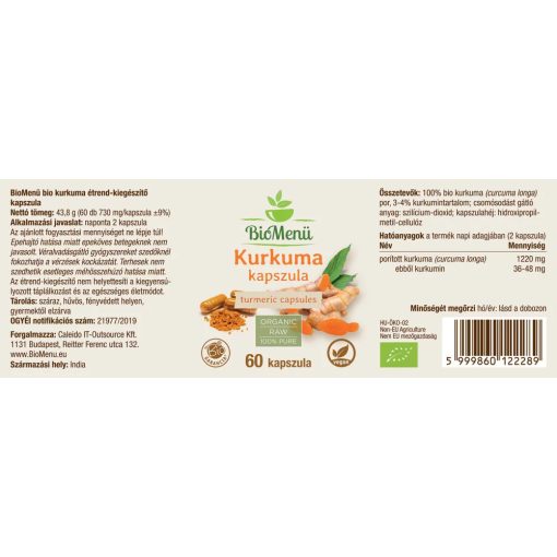 BioMenü BIO Kurkuma kapszula 60db