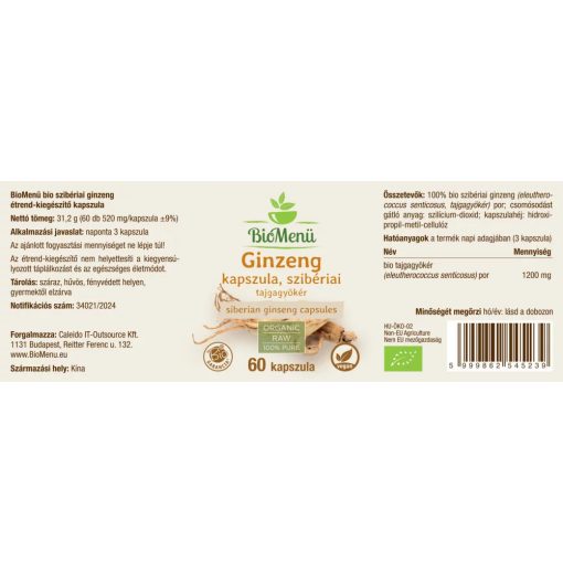 BioMenü BIO Ginzeng kapszula szibériai 60db