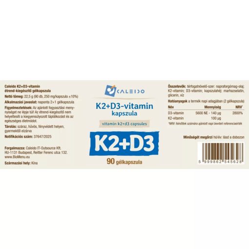 Caleido K2 + D3-vitamin gélkapszula 90db