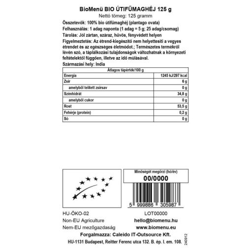 BioMenü BIO Útifűmaghéj 125g