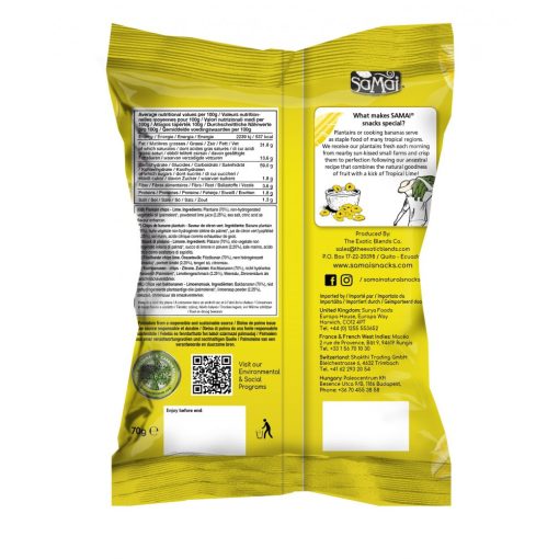 SAMAI Plantain chips lime 70g főzőbanán