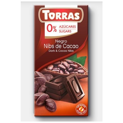 Torras Étcsokoládé kakaóbabtörettel 75g