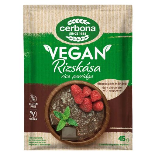 Cerbona étcsokoládés rizskása málnával vegán (GM, LM) (45 g)