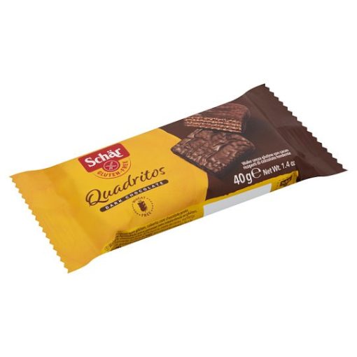 Schär Quadritos gluténmentes étcsokoládéval bevont kakaós ostya (40 g)