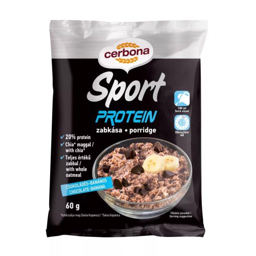Cerbona Sport Protein csokoládés-banános zabkása édesítőszerrel (60g)