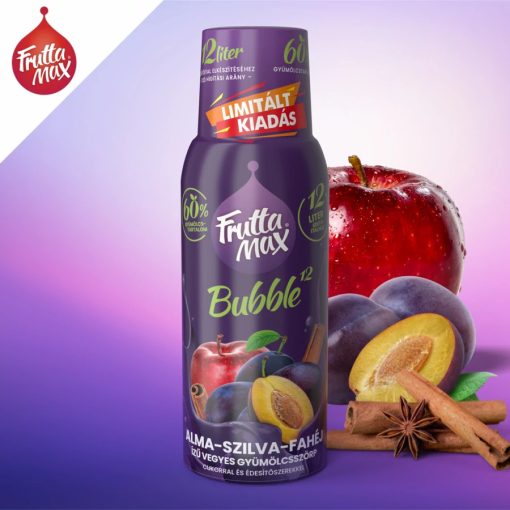 FruttaMax Alma-szilva fahéj Szörp Bubble12 (500ml) DRS